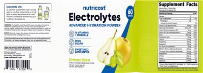 Electrolytes Advanced Hydration Powder Orchard Blast label