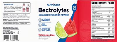 Electrolytes Advanced Hydration Powder Watermelon Lime label