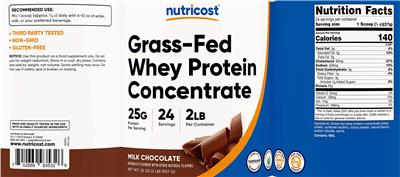 Grass-Fed Whey Protein Concentrate 25 g Milk Chocolate label