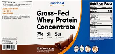 Grass-Fed Whey Protein Concentrate 25 g Milk Chocolate label