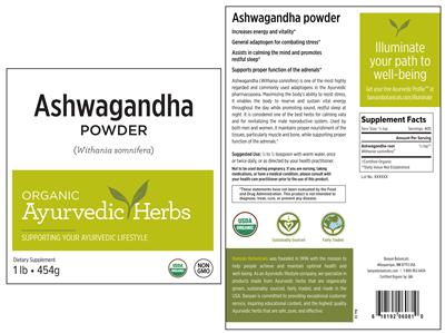 Ashwagandha Powder label