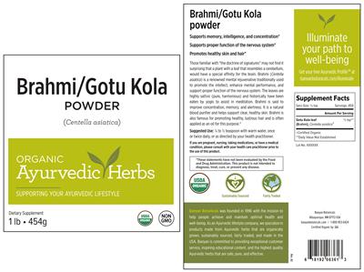 Brahmi/Gotu Kola Powder label