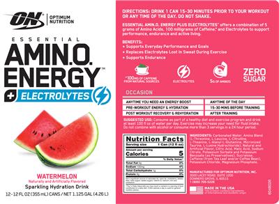 Essential AMIN.O. Energy + Electrolytes Watermelon label
