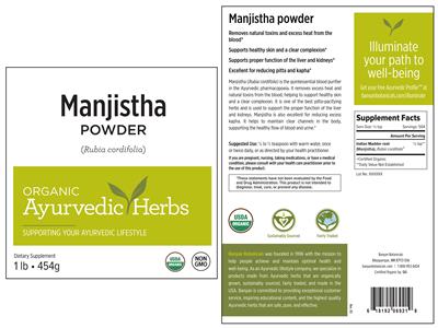 Manjistha Powder label