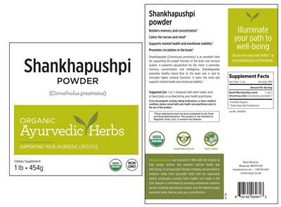 Shankhapushpi Powder label