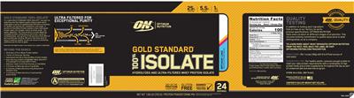 Gold Standard 100% Isolate Birthday Cake label