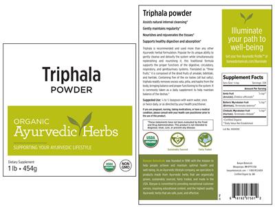 Triphala Powder label