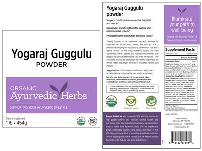 Yogaraj Guggulu Powder label
