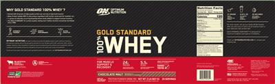 Gold Standard 100% Whey Chocolate Malt label