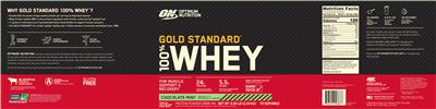 Gold Standard 100% Whey Chocolate Mint label