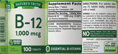 B-12 1,000 mg label