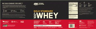 Gold Standard 100% Whey Cookies & Cream label
