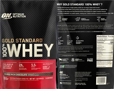 Gold Standard 100% Whey Double Rich Chocolate label
