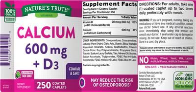 Calcium 600 mg + D3 label