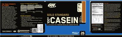 Gold Standard 100% Casein Chocolate Peanut Butter label