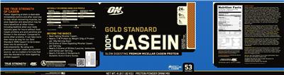 Gold Standard 100% Casein Chocolate Peanut Butter label