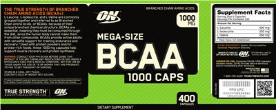Mega-Size BCAA 1000 Caps label