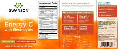 Energy C with Electrolytes Natural Orange Flavor label