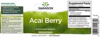 Acai Berry 500 mg label