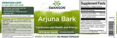 Arjuna Bark 500 mg label