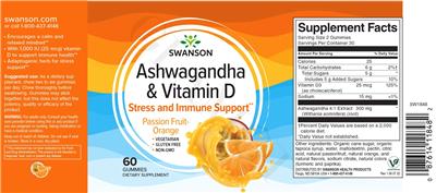 Ashwagandha & Vitamin D Passion Fruit-Orange label