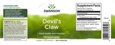Devil's Claw 500 mg label