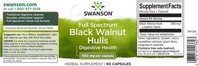 Full Spectrum Black Walnut Hulls 500 mg label