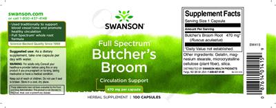 Full Spectrum Butcher's Broom 470 mg label