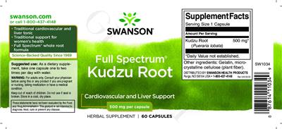 Full Spectrum Kudzu Root 500 mg label