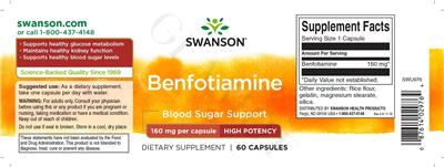 Benfotiamine 160 mg High Potency label