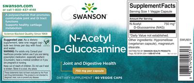 N-Acetyl D-Glucosamine 750 mg label