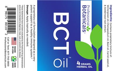 BCT Herbal Oil label