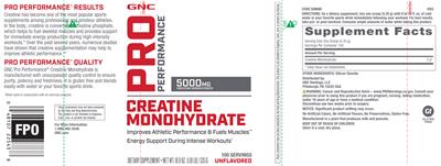 Creatine Monohydrate 5000 mg Unflavored label