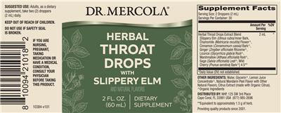 Herbal Throat Drops with Slippery Elm label