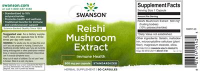 Reishi Mushroom Extract 500 mg label