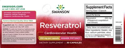 Resveratrol 250 mg label