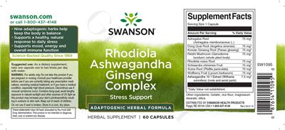 Rhodiola Ashwagandha Ginseng Complex label