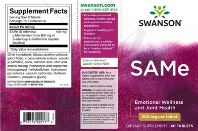 SAMe 200 mg label