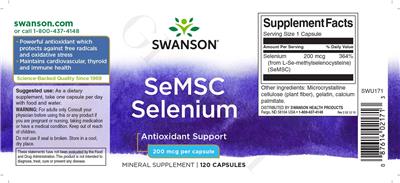 SeMSC Selenium 200 mcg label