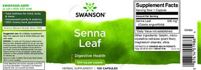 Senna Leaf 500 mg label