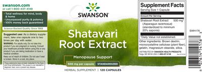 Shatavari Root Extract 500 mg label