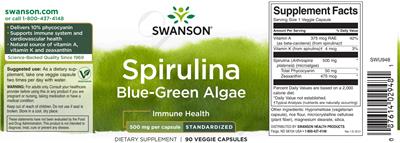Spirulina 500 mg label