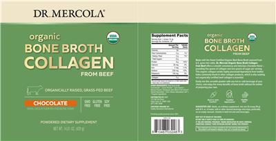 Organic Bone Broth Collagen from Beef Chocolate label