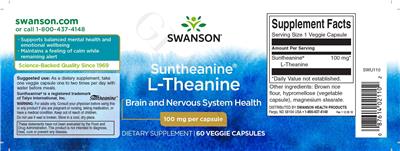 Suntheanine L-Theanine 100 mg label
