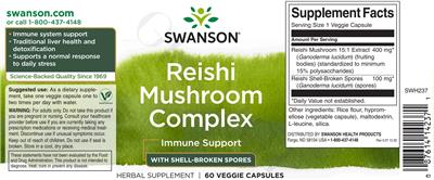 Reishi Mushroom Complex label