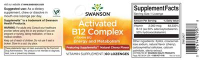 Activated B12 Complex Natural Cherry Flavor label