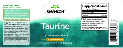 Taurine 500 mg label