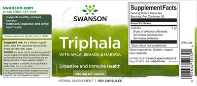 Triphala 500 mg label