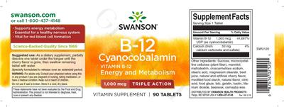Vitamin B-12 1,000 mcg label