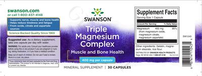 Triple Magnesium Complex 400 mg label